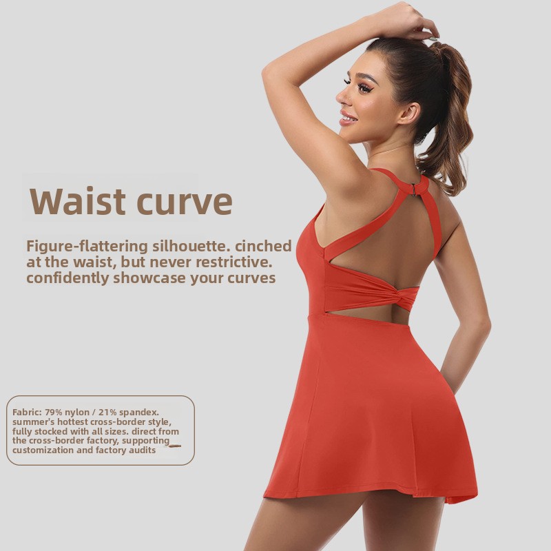 Sleeveless yoga sports dress w - đánh giá và giá Yoga Fitness Dress