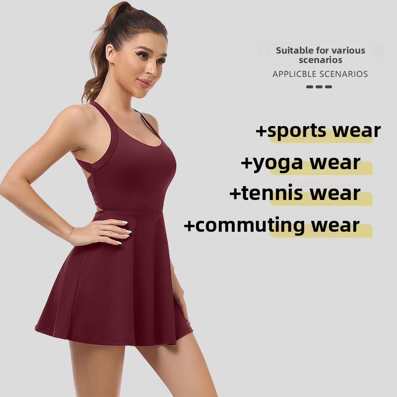 Sleeveless yoga sports dress w - đánh giá và giá Yoga Fitness Dress